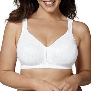 Playtex 18 Hour Front Close Wireless Bra with Back Support White 42DD Womens NWT